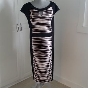 NWOT black dress with pink and black pattern 24w